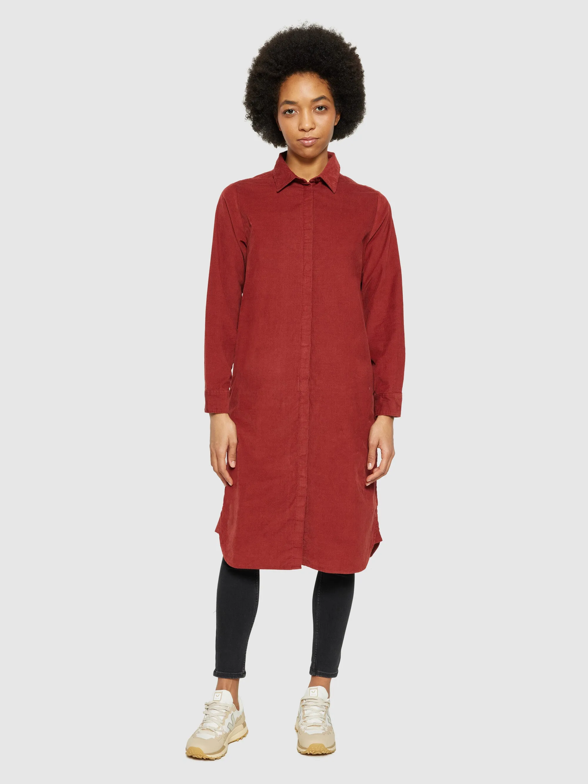 Corduroy shirt dress - Fired Brick