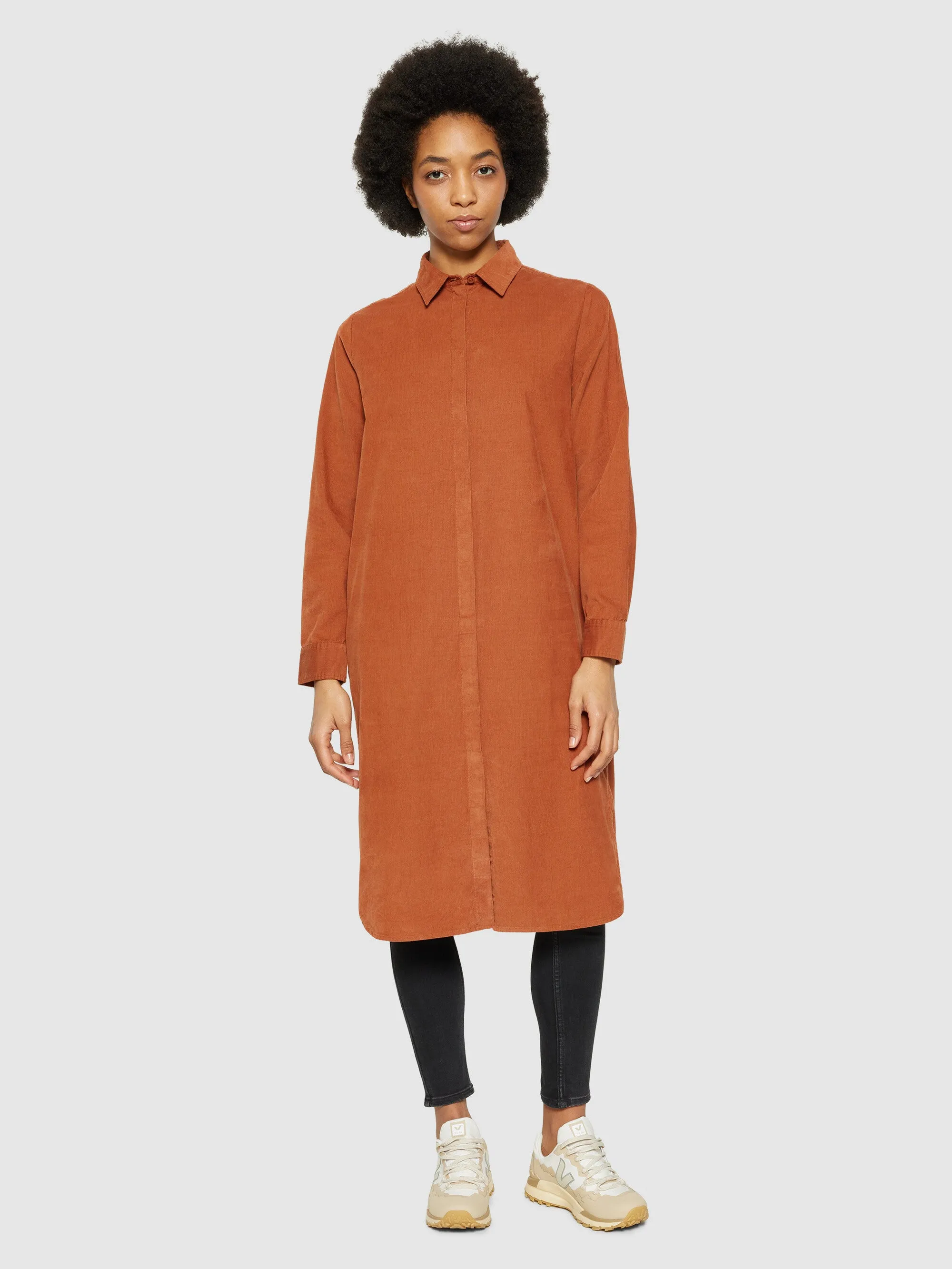 Corduroy shirt dress - Mocha Bisque