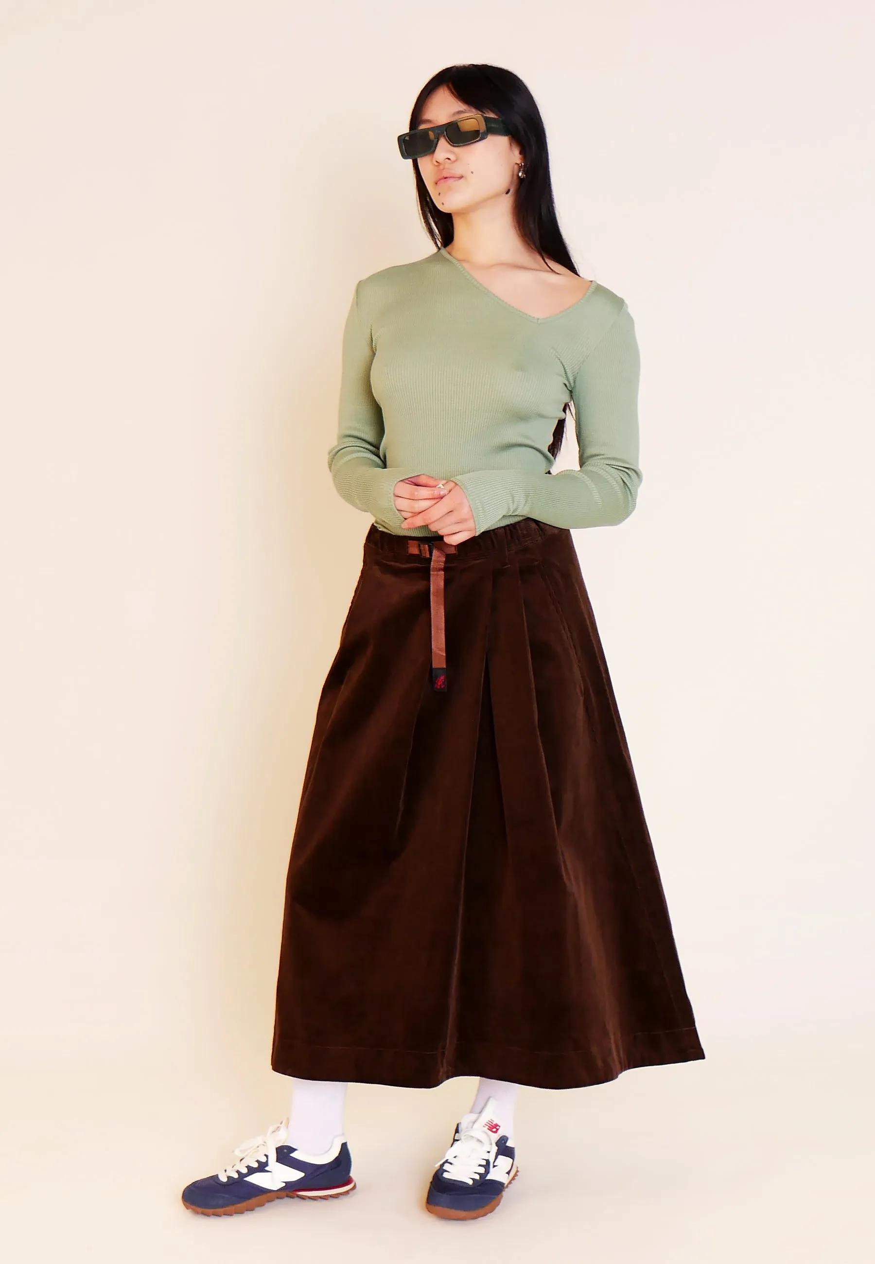 Corduroy Talecut Skirt - Dark Brown