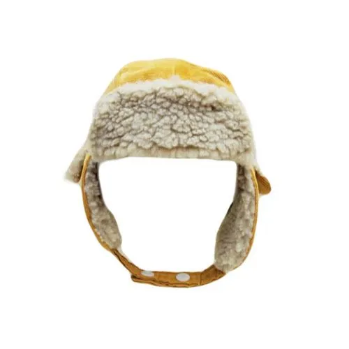 Cotton Toddler Kids Winter Earflap Cap Corduroy Beanie Shearling Trapper Hat CCJ1477