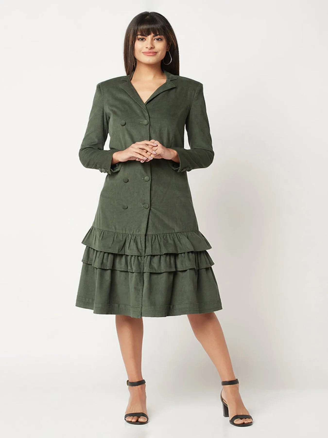 Deep Green Corduroy Dress