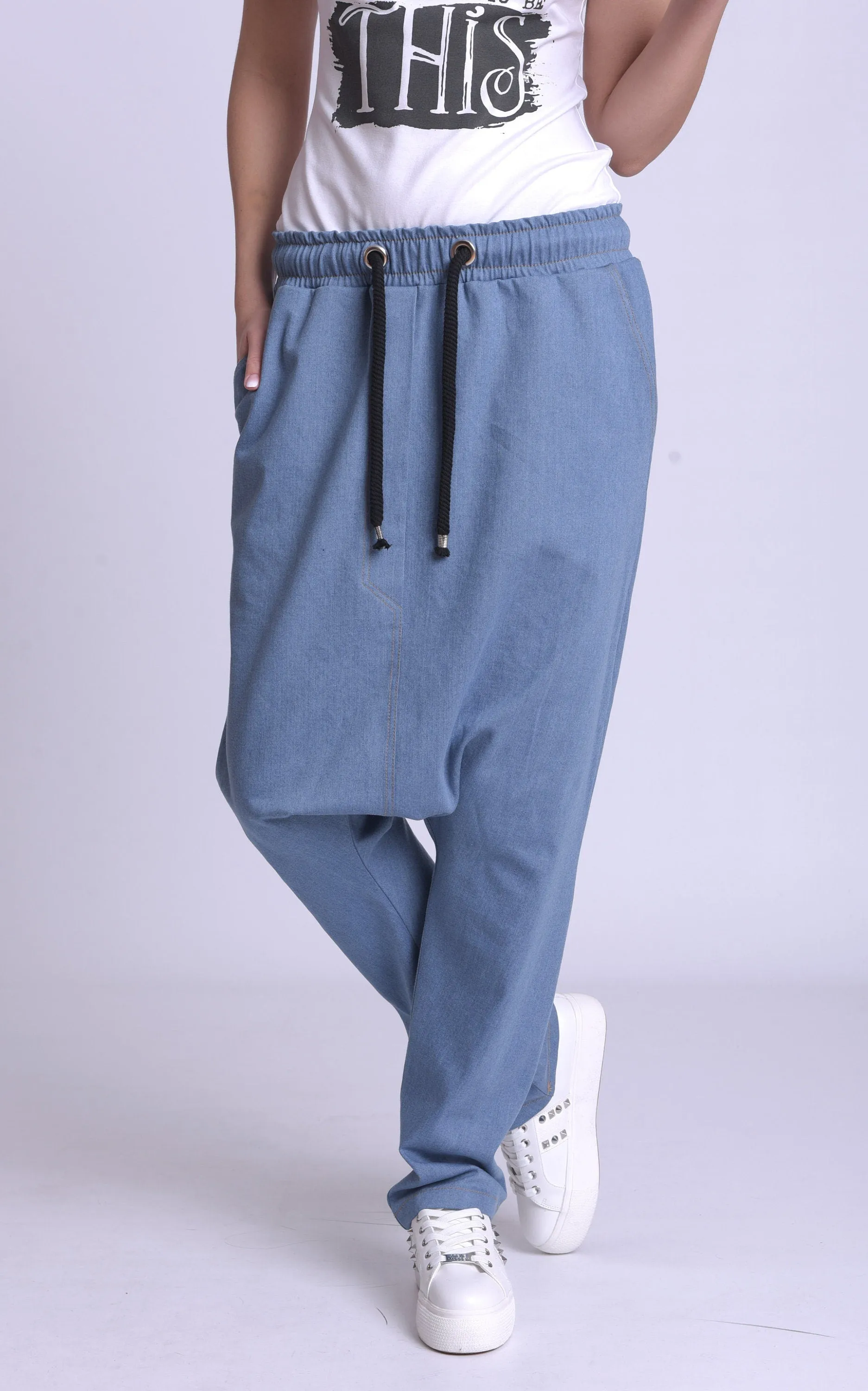 Denim Drop Crotch Pants