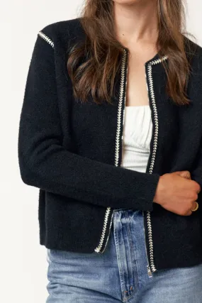 Detailed Zipper Sweater Jacket