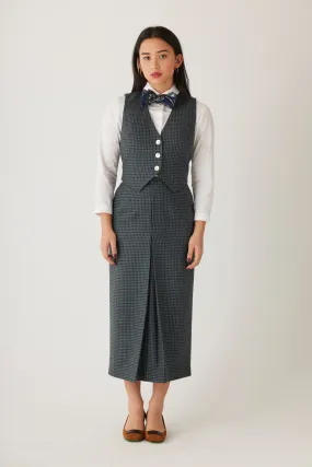 Diane Vest in Evergreen Houndstooth Wool