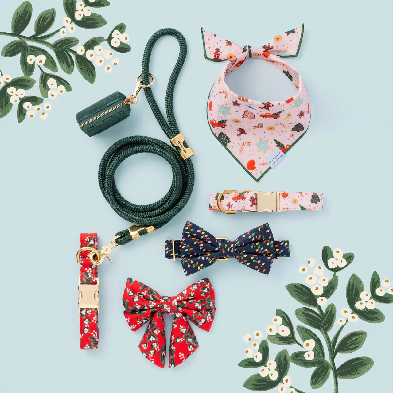 Dog and Cat Bowtie: Rifle Paper Co. x TFD Holiday Lights