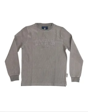 DOG MOM CORDUROY CREWNECK, PEARL GREY