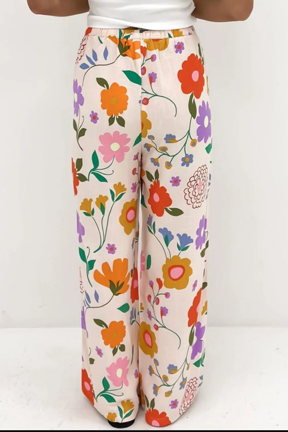 Drawstring Printed Pants with Pockets