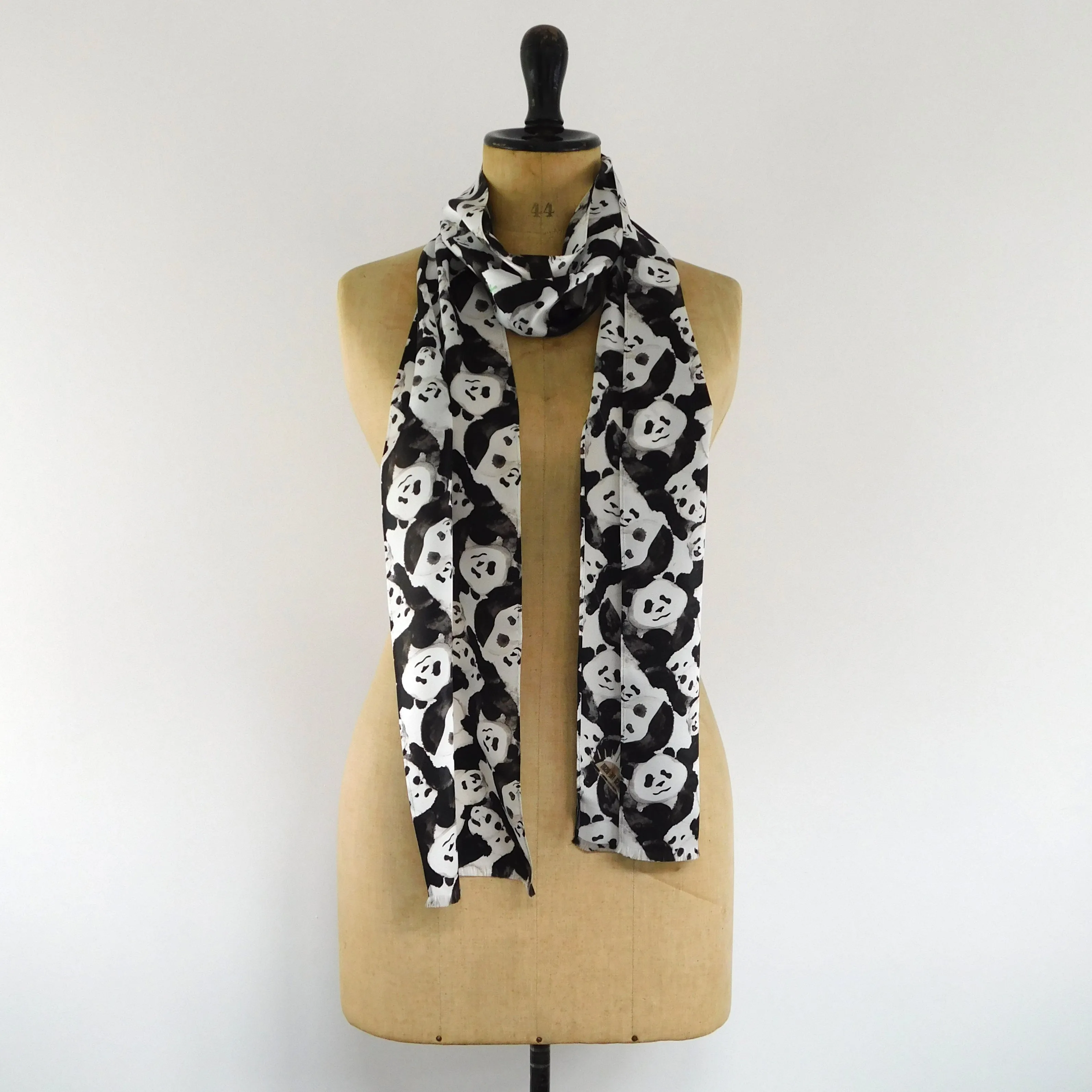 Embarrassment of Pandas Print Silk Amelia Aviator Scarf