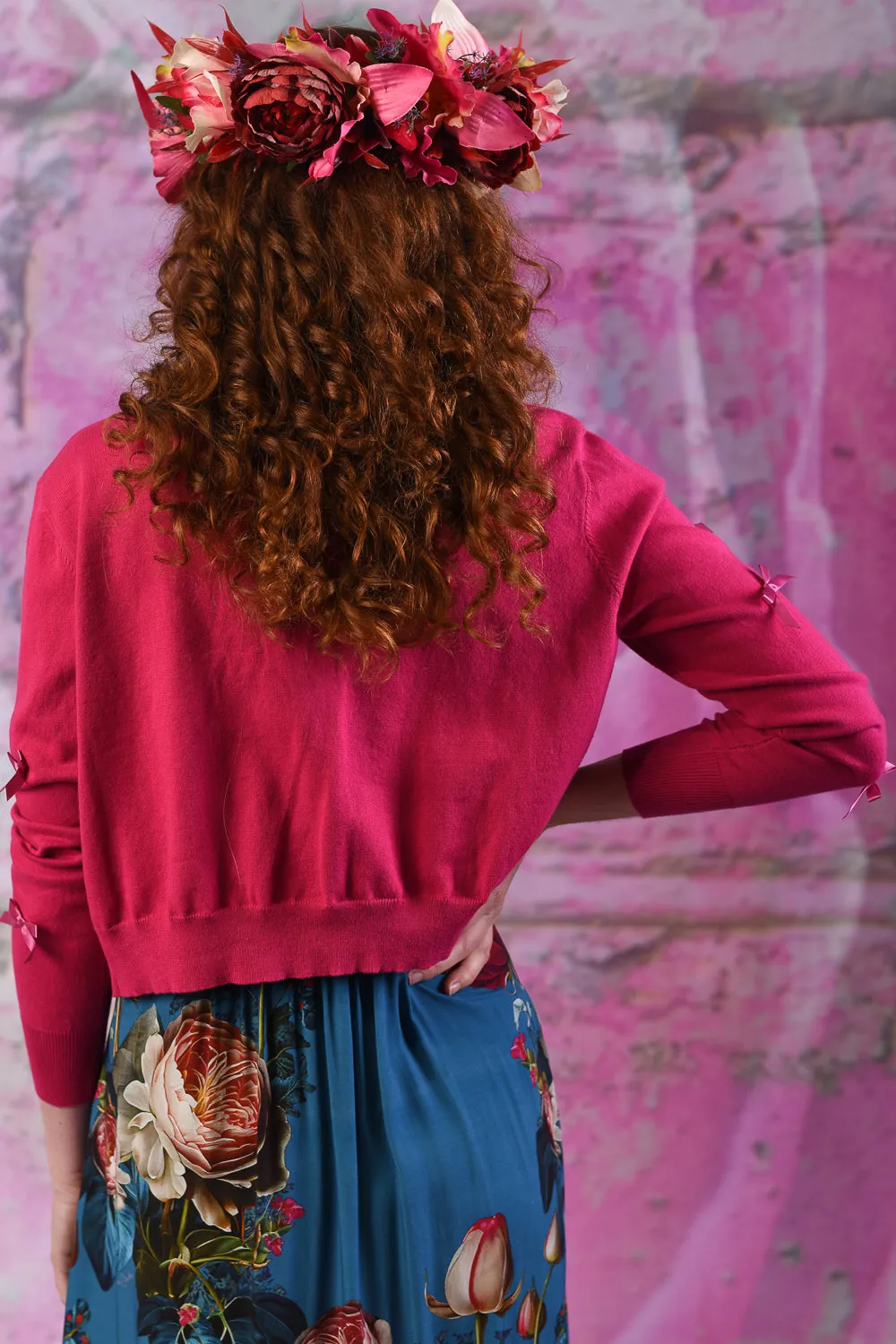 Emily Bow Cardi - Cerise