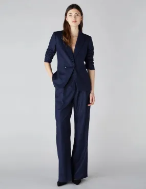 Emme Torre2 Trouser Navy Pinstripes