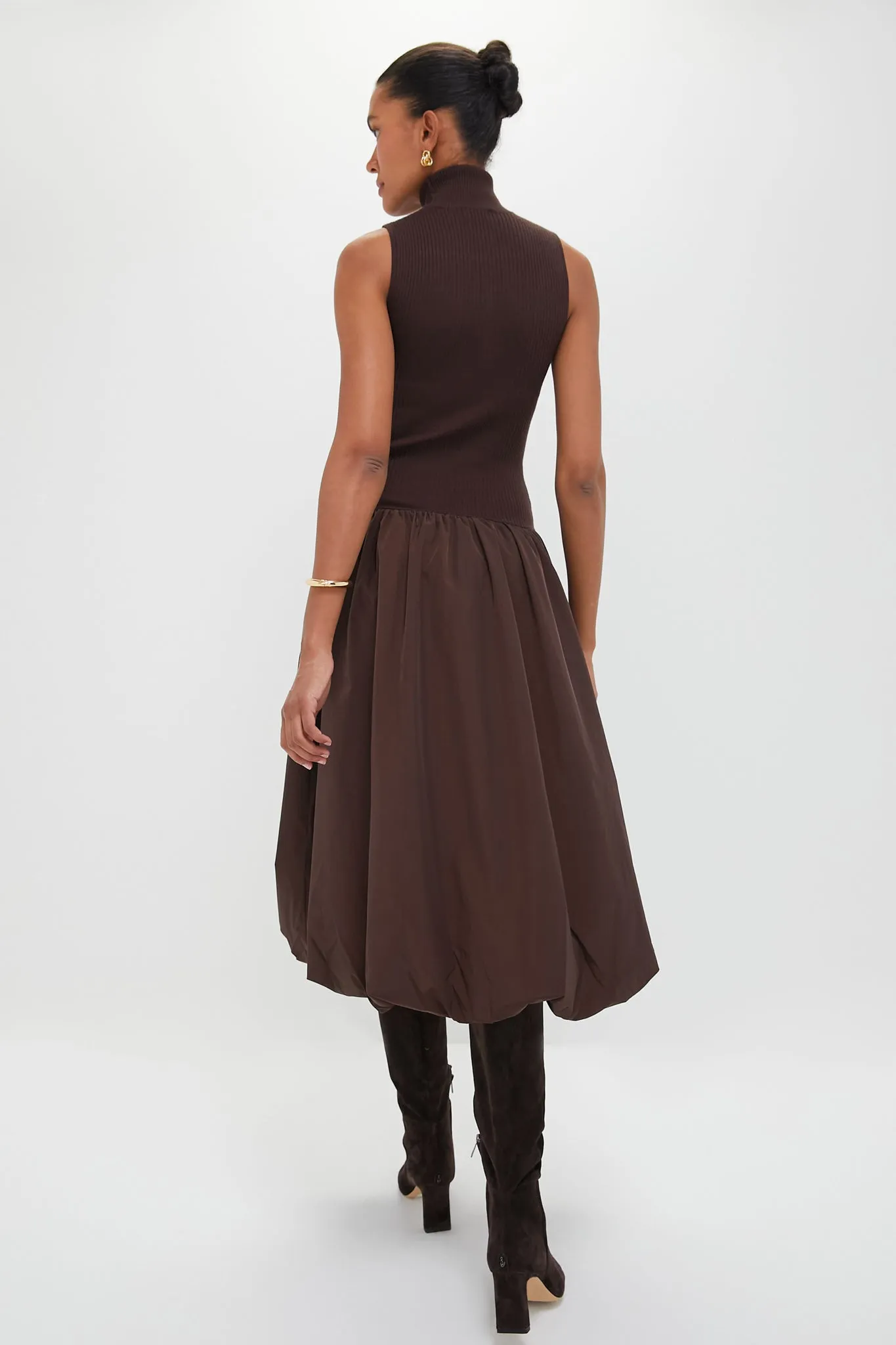 Espresso Giovanna Mixed Media Midi Dress