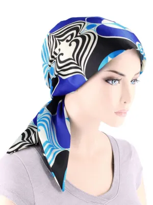 Fashion Scarf Retro Royal Blue Geometric