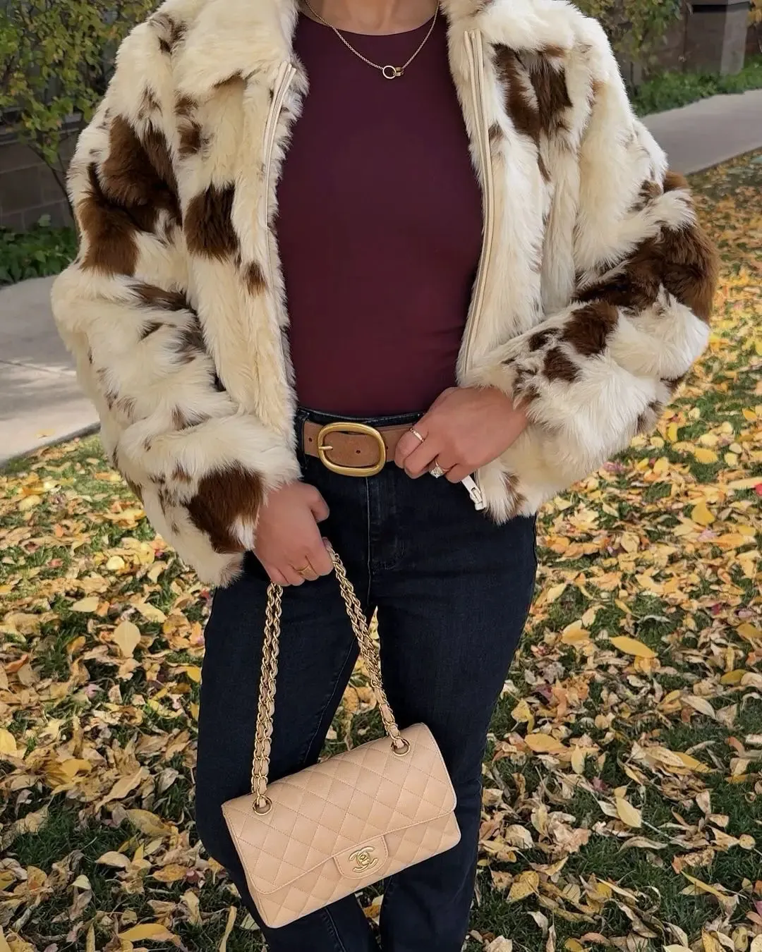 Fashionkova Chic Spotted Print Fluffy Faux Fur Loose Jacket Women Casual Long Sleeve Thick Warm Coat 2024 Autumn Winter New Lady Street Wear