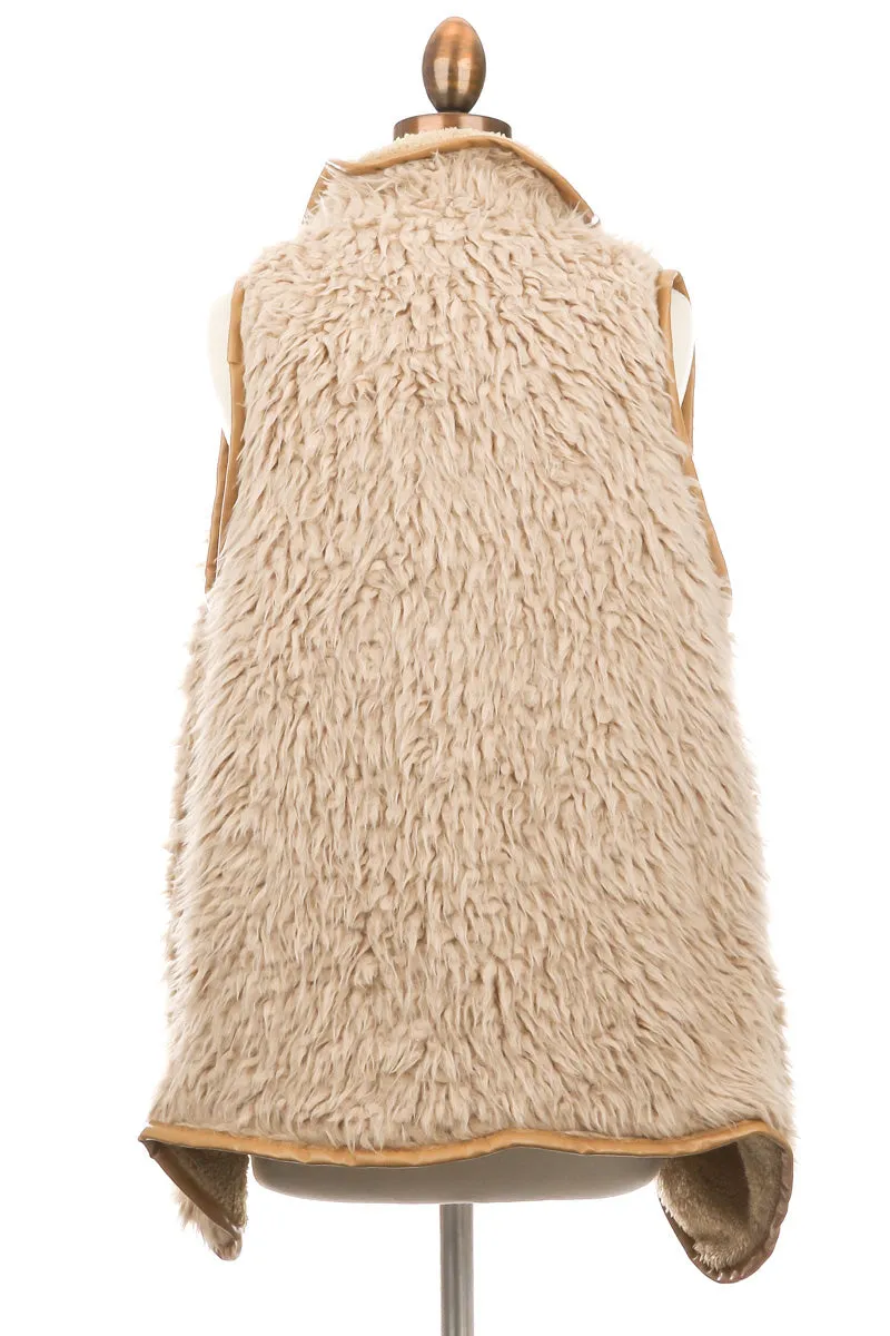 Faux Fur Winter Vest - Black