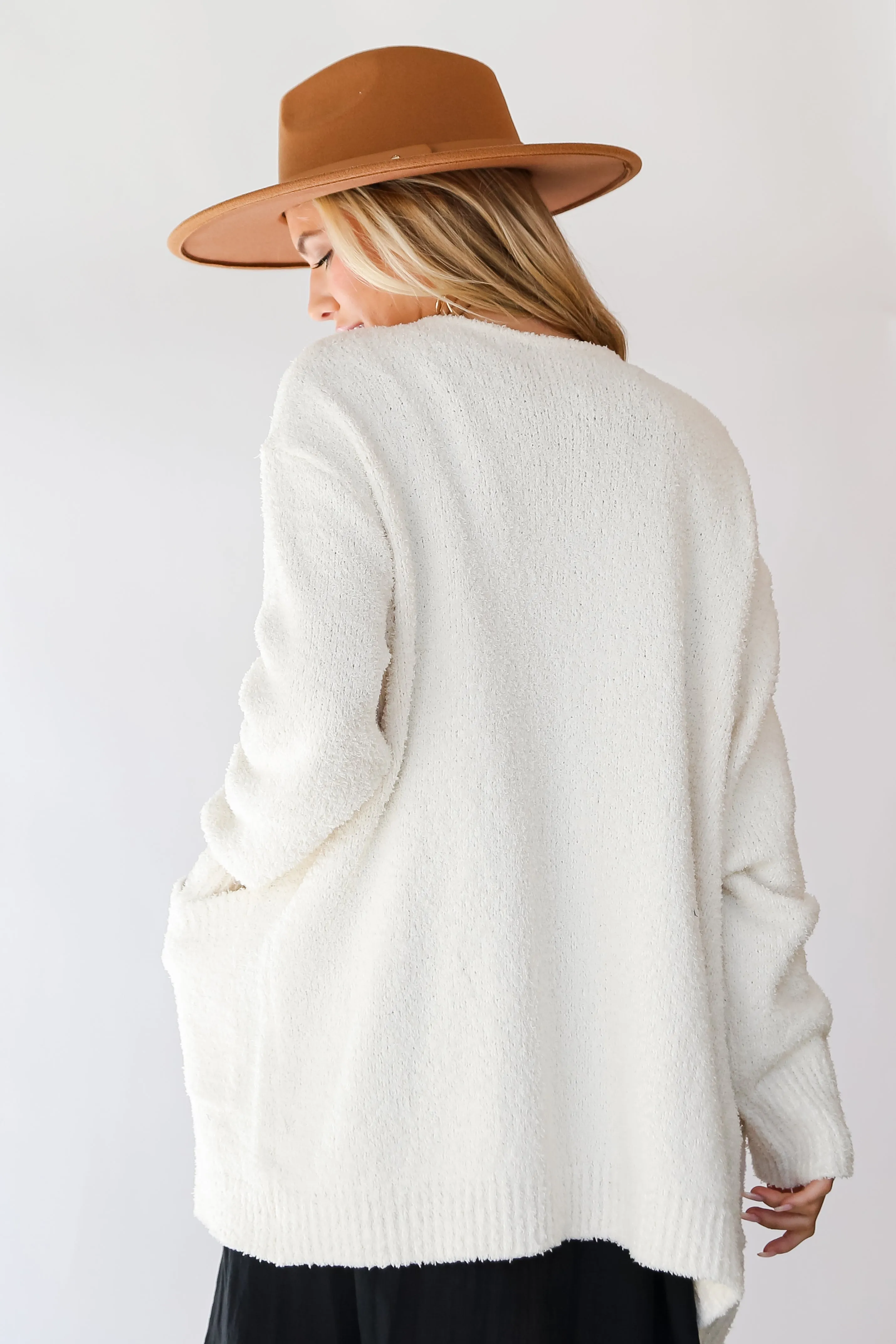 FINAL SALE - Fabulous Allure Ivory Fuzzy Knit Cardigan