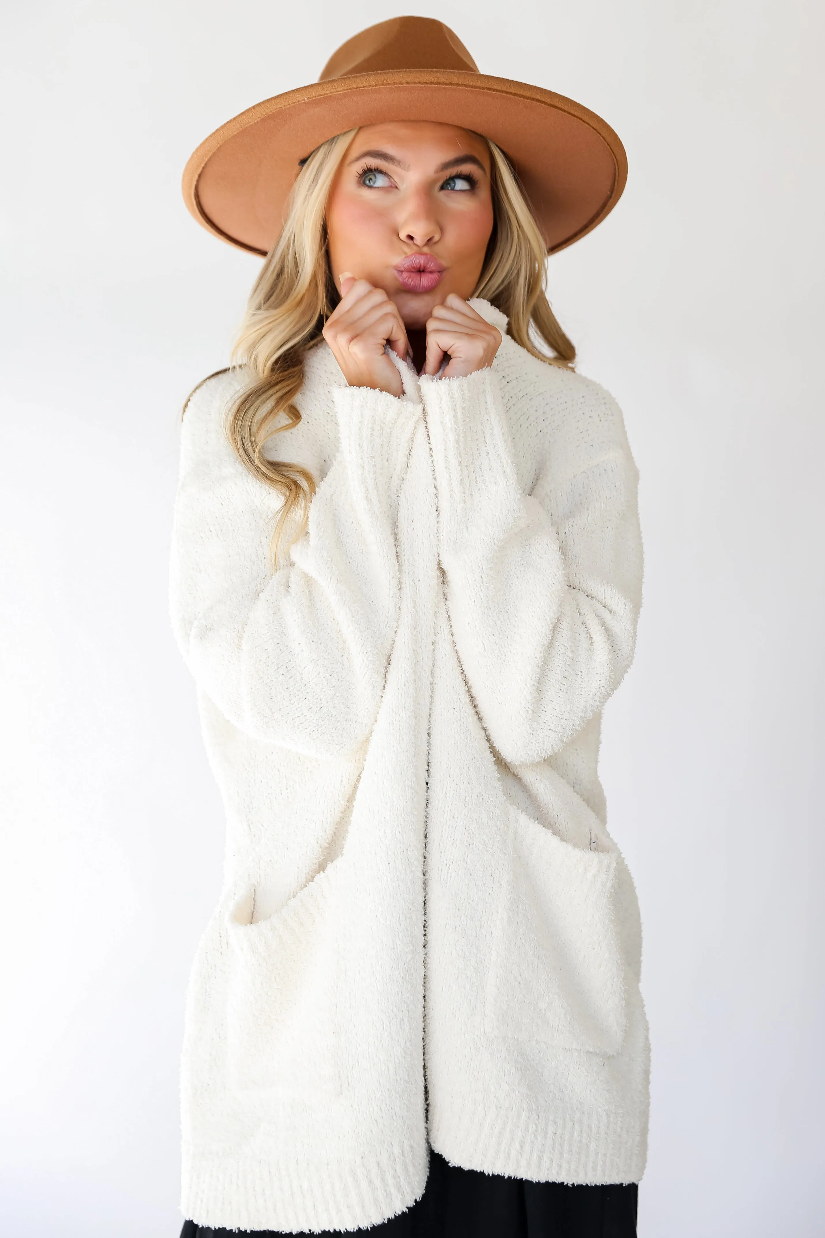 FINAL SALE - Fabulous Allure Ivory Fuzzy Knit Cardigan