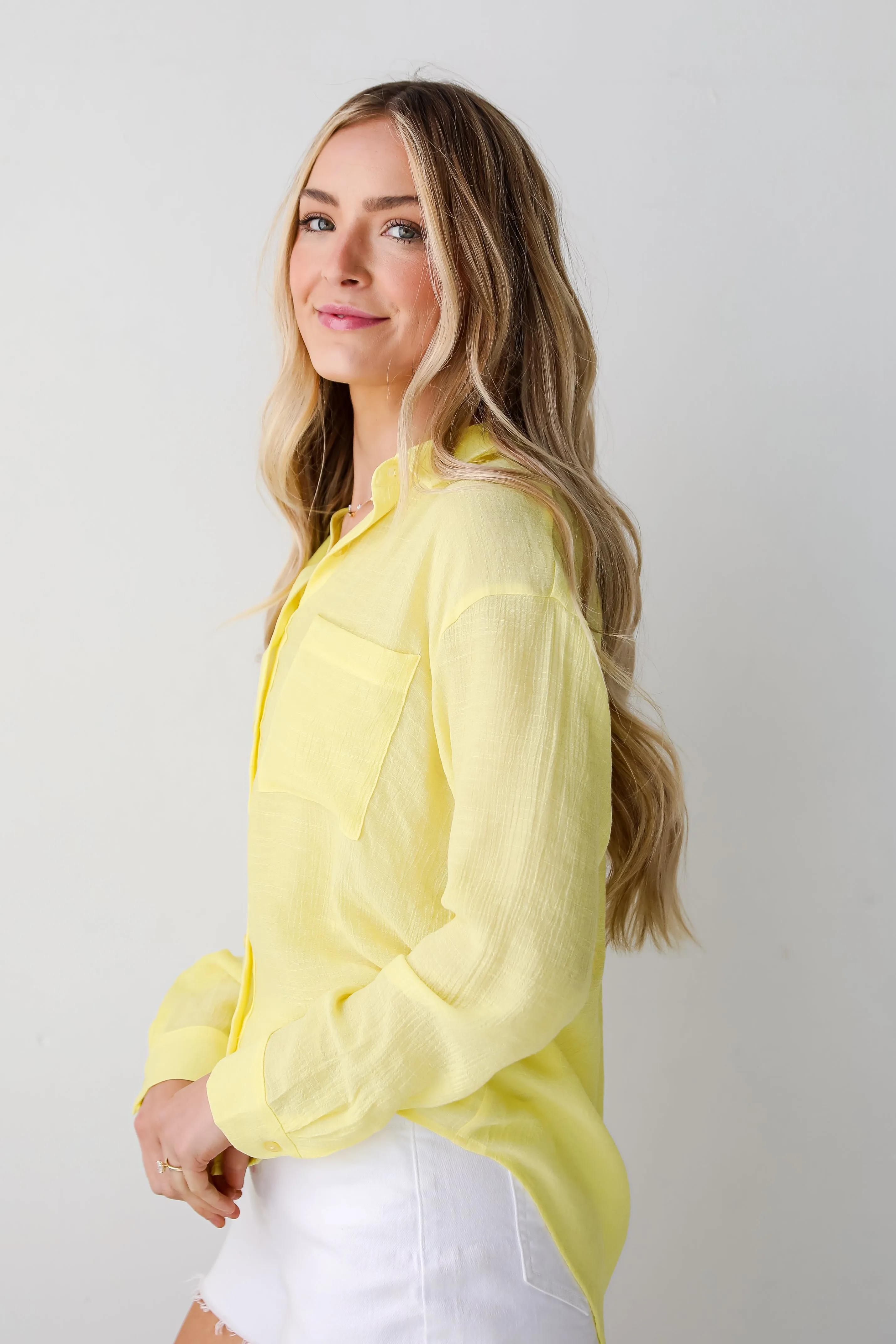 FINAL SALE - Signs Of Sunshine Yellow Button-Up Blouse - DU DEAL