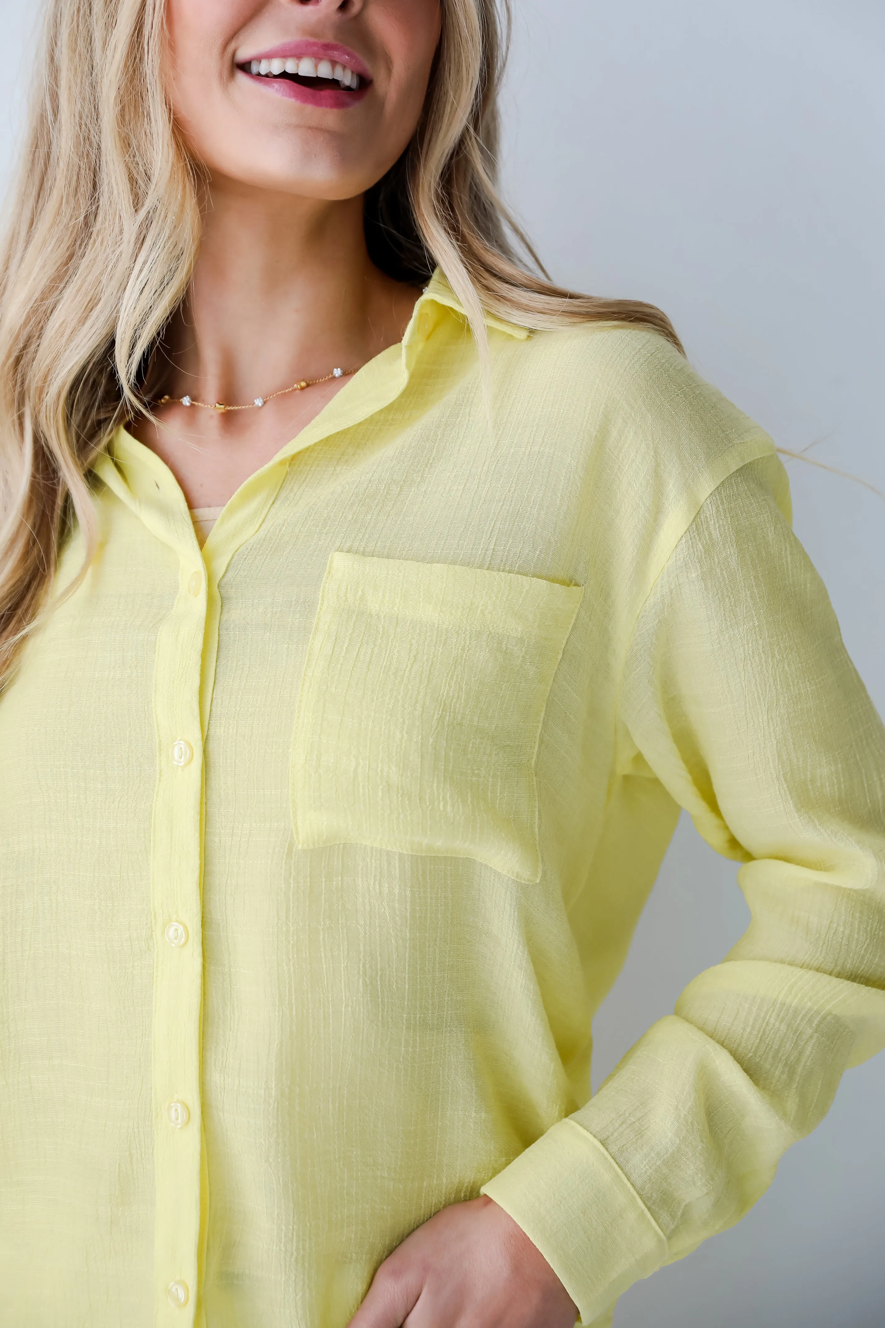 FINAL SALE - Signs Of Sunshine Yellow Button-Up Blouse - DU DEAL