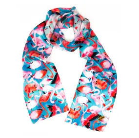 Flamboyance of Flamingos Print Silk Amelia Aviator Scarf