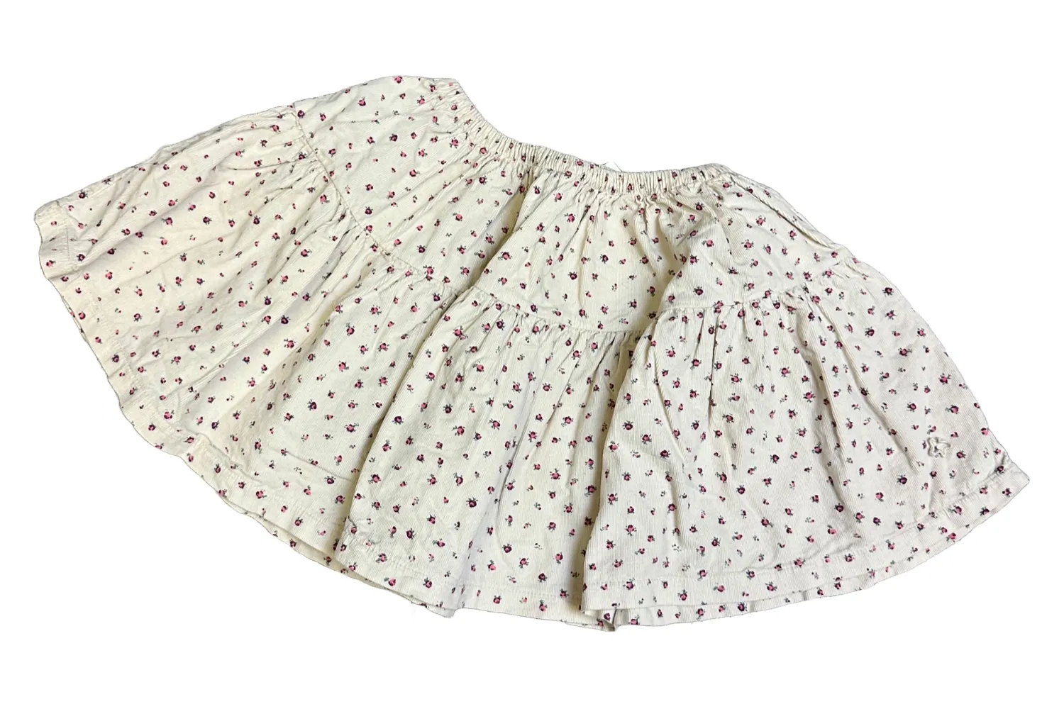 Floral Corduroy Off White Skirt