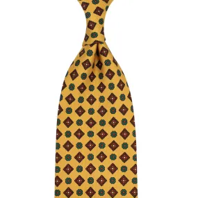 Floral Printed Silk Tie - Honey - Hand-Rolled