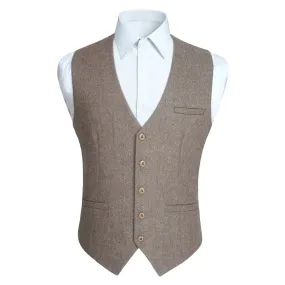 Formal Suit Vest - A-BROWN-SMOOTH BACK