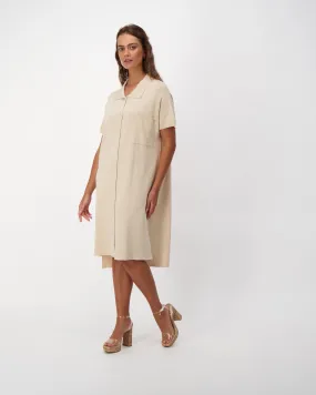 Front Button Knit Shirt Dress