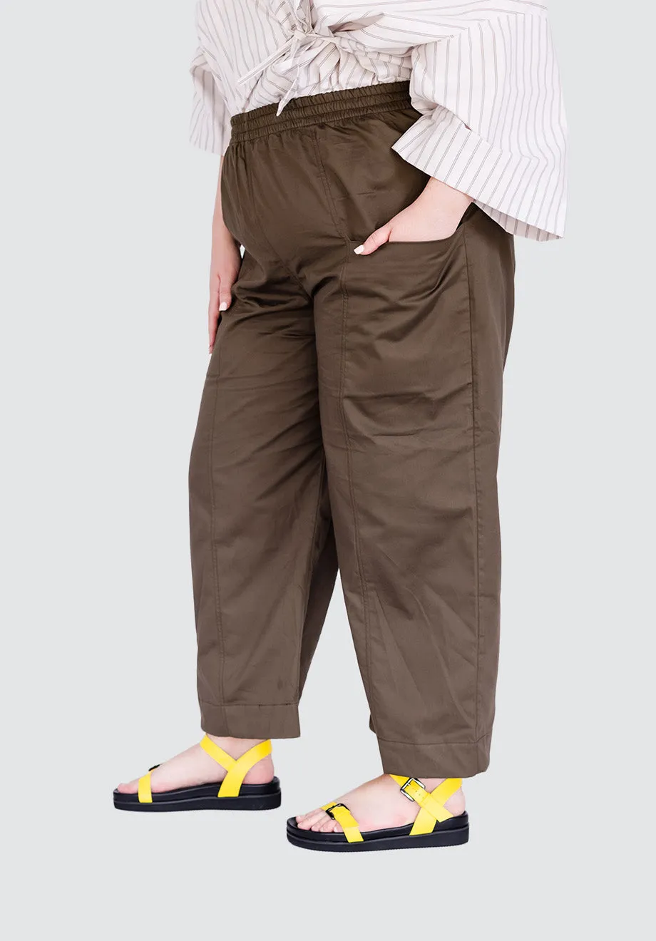 Gathered Waist Pants | Khaki