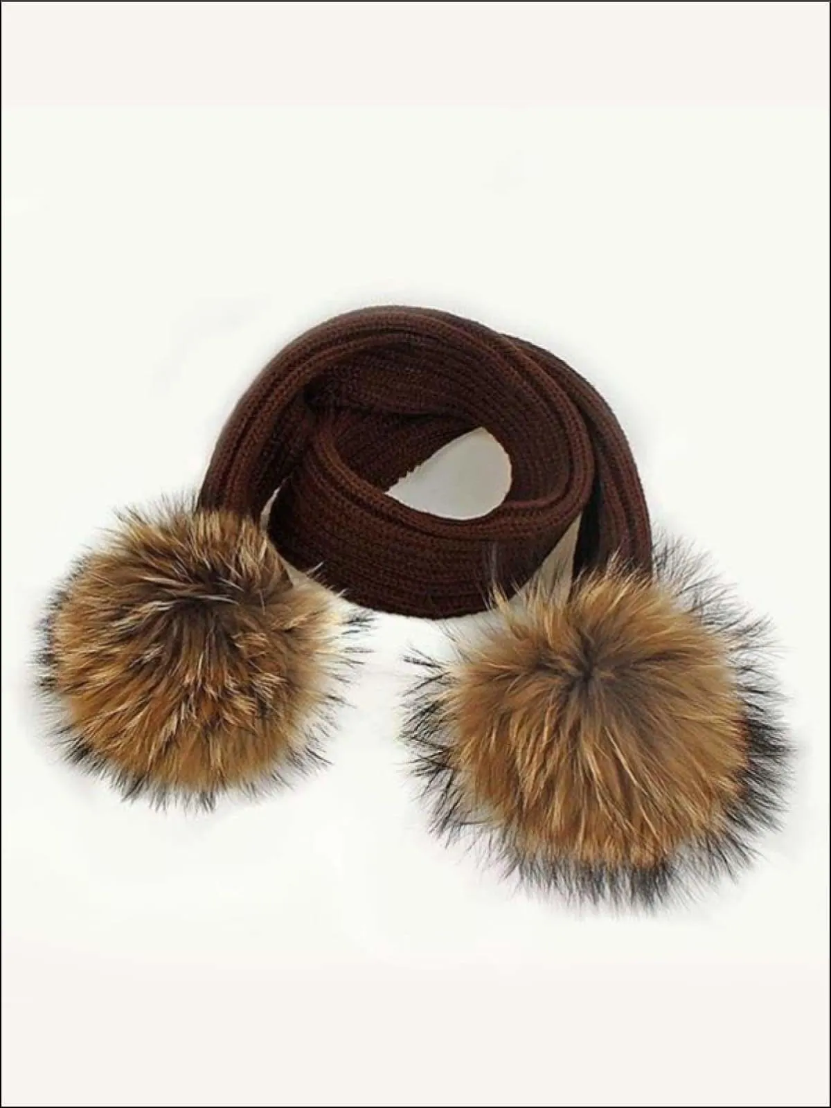 Girls Faux Fur Pom Pom Knitted Hat