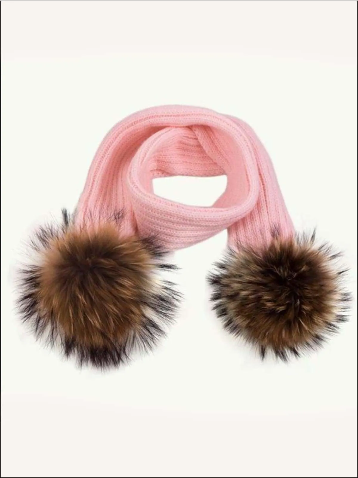 Girls Faux Fur Pom Pom Knitted Hat