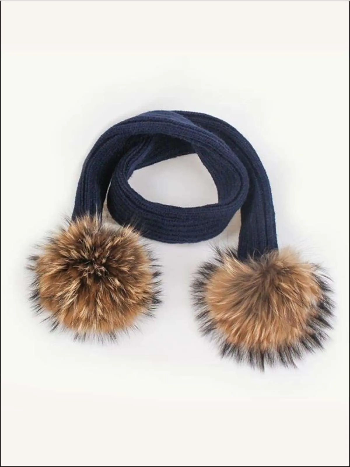 Girls Faux Fur Pom Pom Knitted Hat