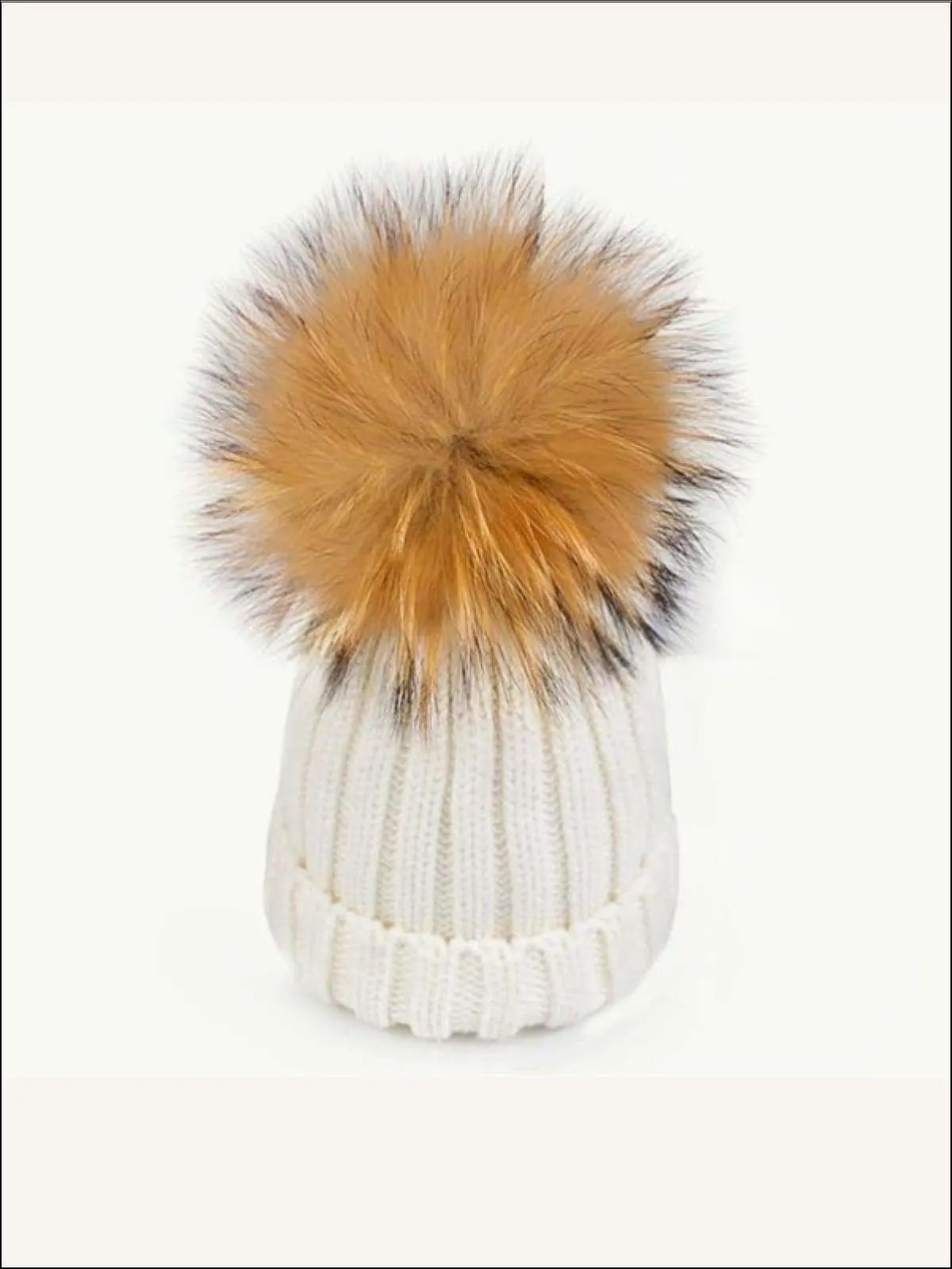 Girls Faux Fur Pom Pom Knitted Hat