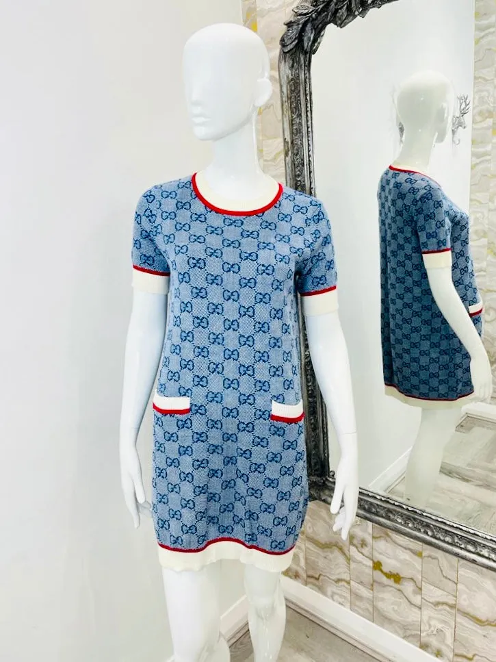 Gucci 'GG' Logo Wool & Cotton Dress. Size L