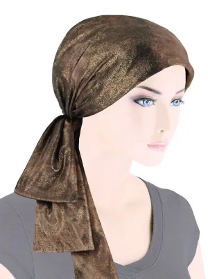 Head Wrap Scarf Brown Gold Shimmer