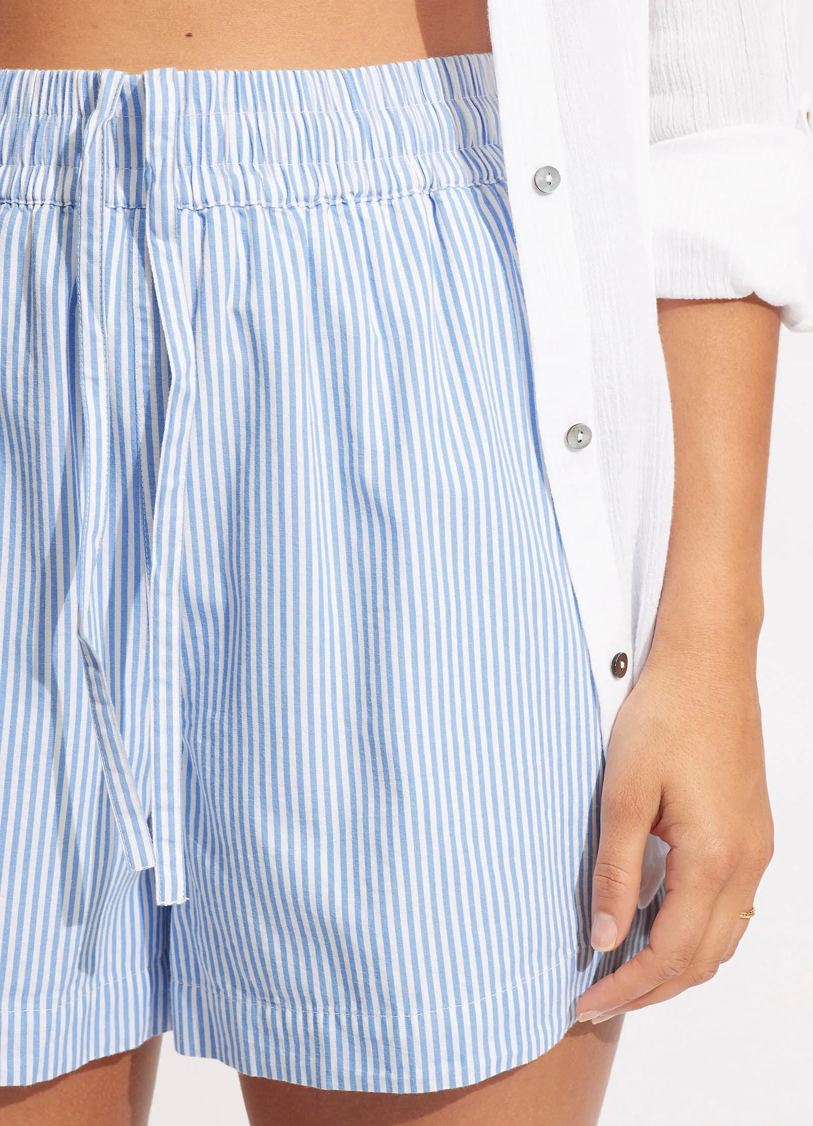 Henley Stripe Short - Blue/White