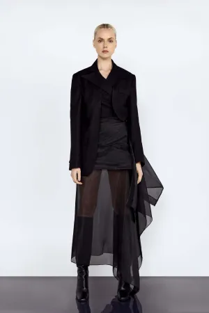 Hers Black Asymmetric Jacket with Wrap-Around Front