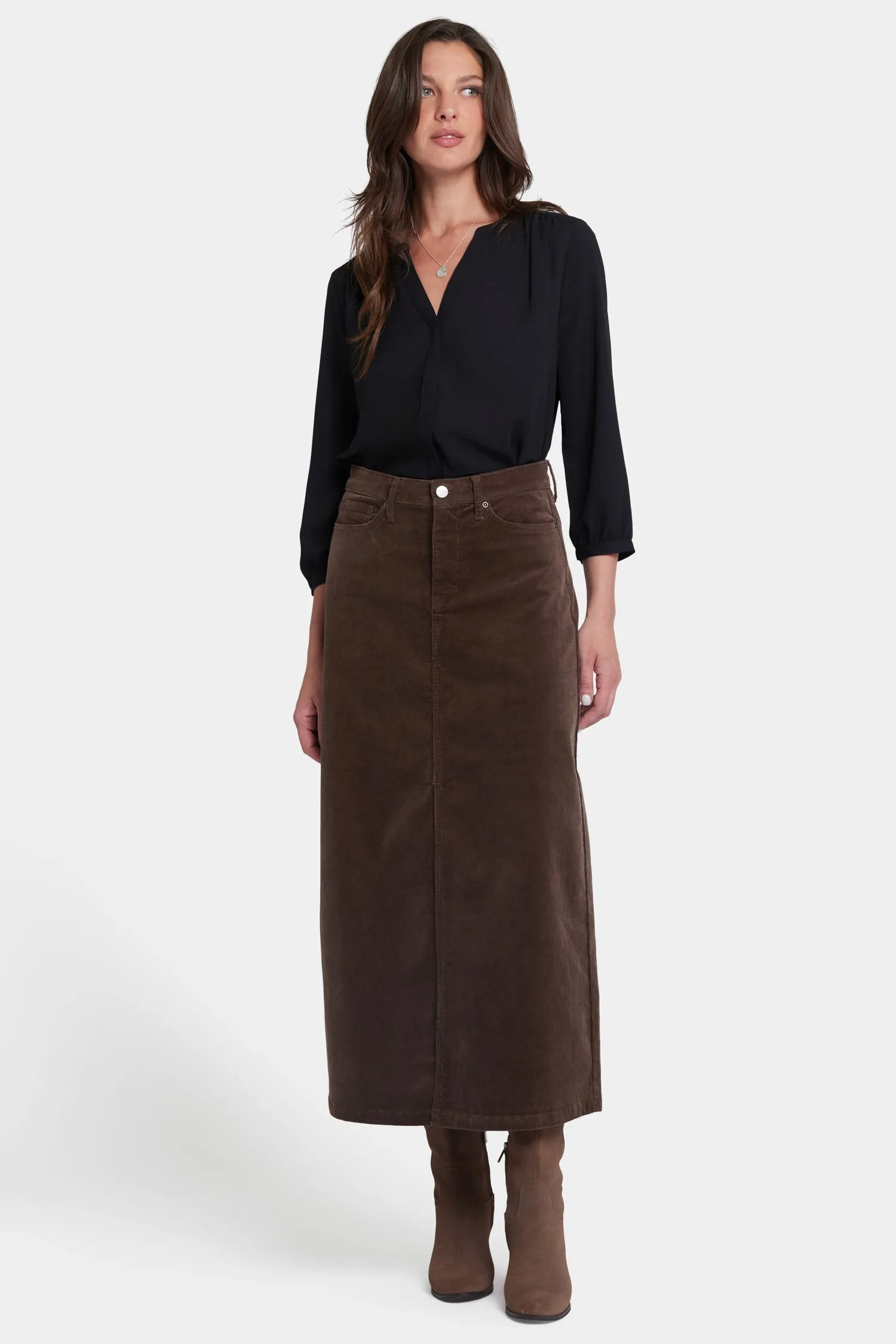 High Rise Long Skirt - Coffee Bean