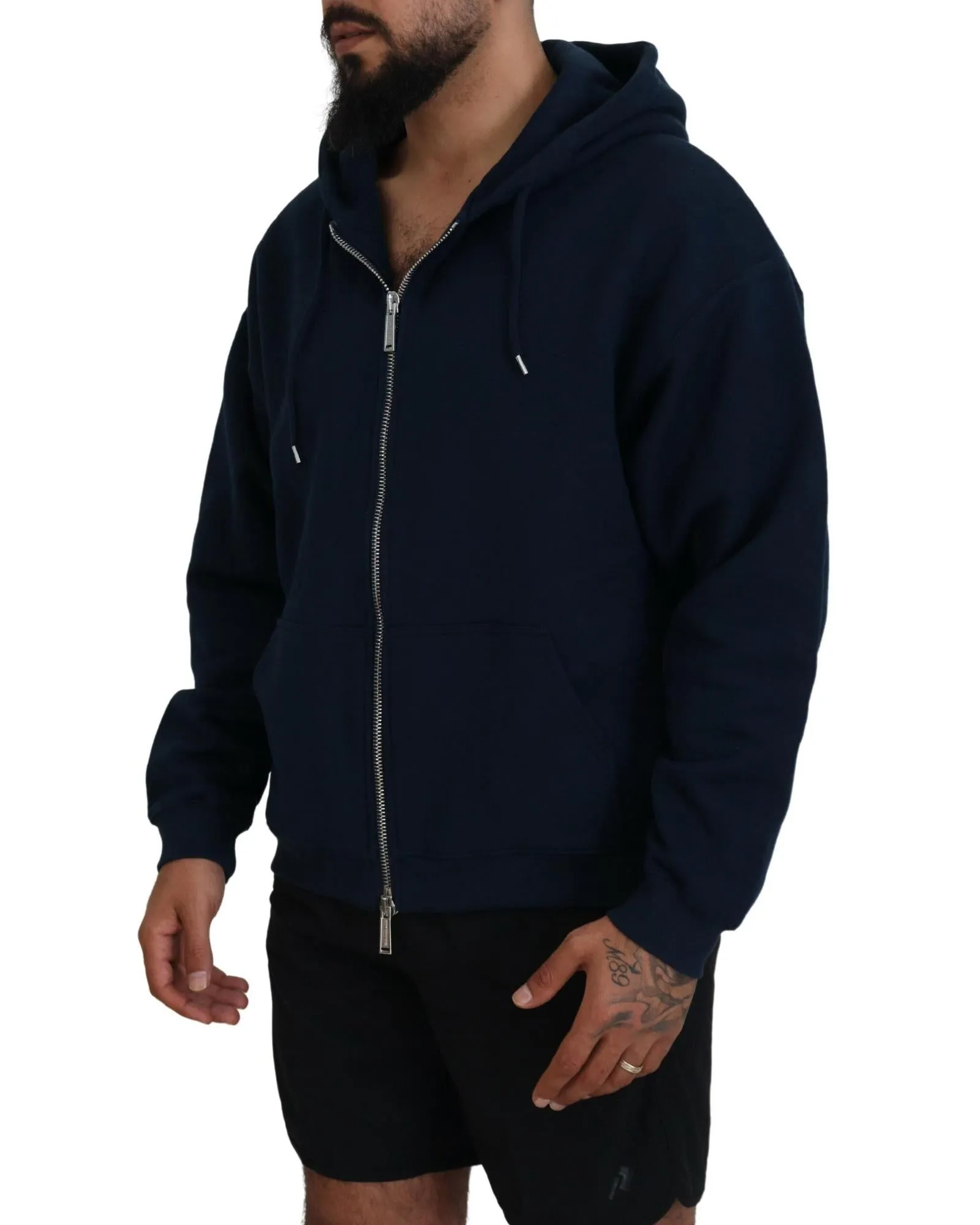 Hooded Full Zip Cotton Sweater