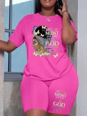 Hot Pink IN THE MIDST OF GOD Top & Shorts Set