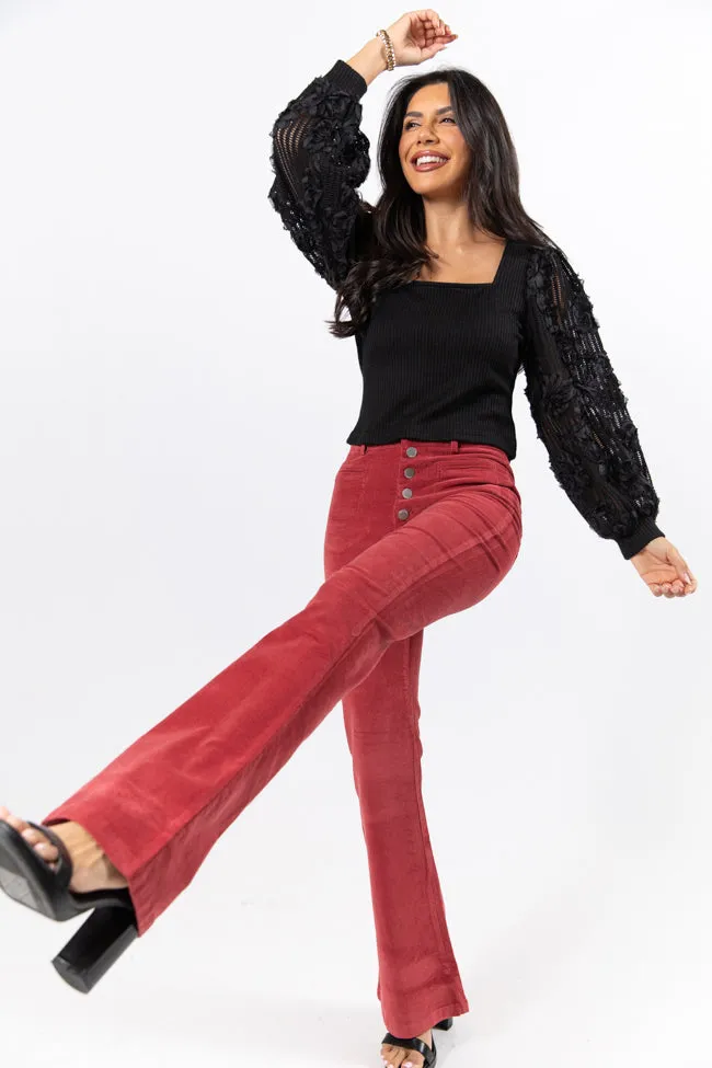 I Can't Forget Burgundy Button Fly Corduroy Pants FINAL SALE