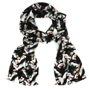 Improbability of Puffins Print Silk Amelia Aviator Scarf