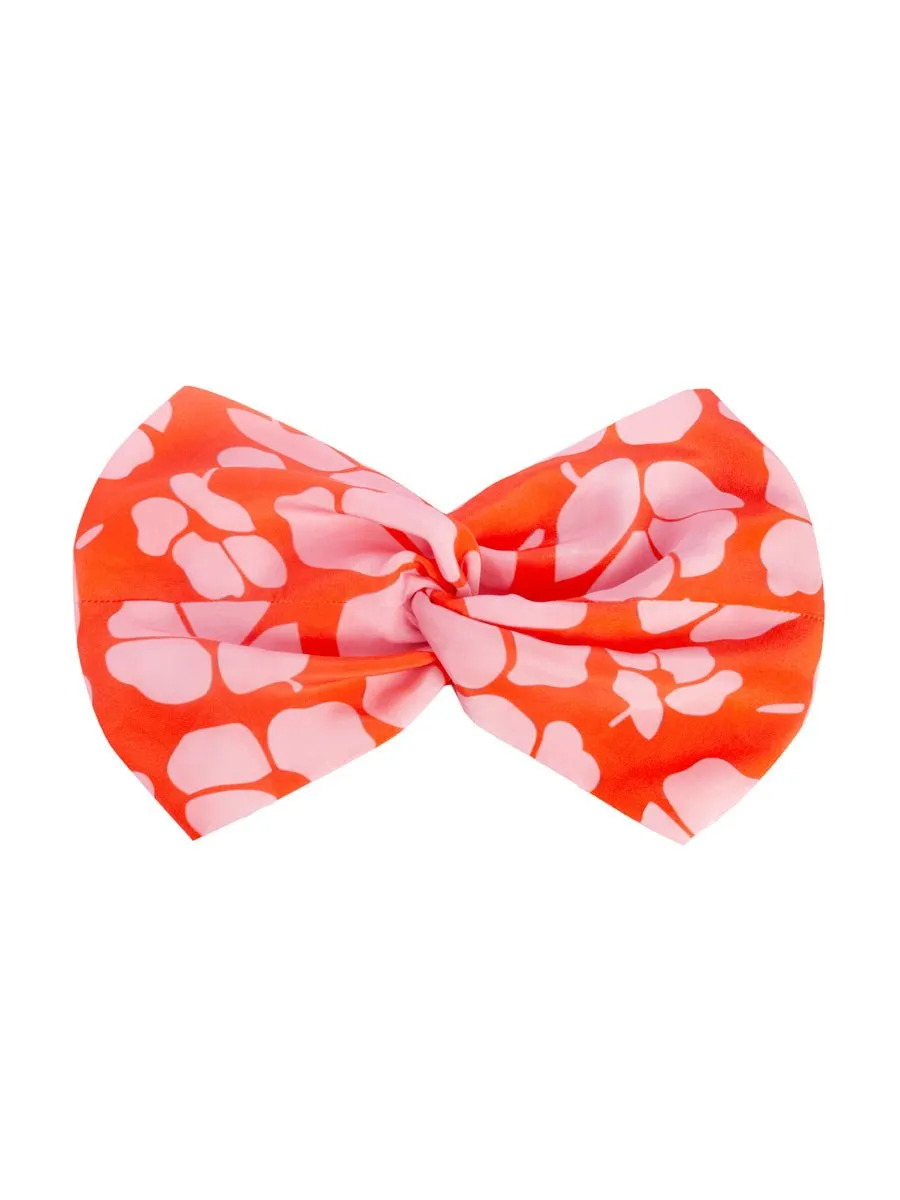 Isa Floral Print Silk Twist Headband - Persimmon Poppy