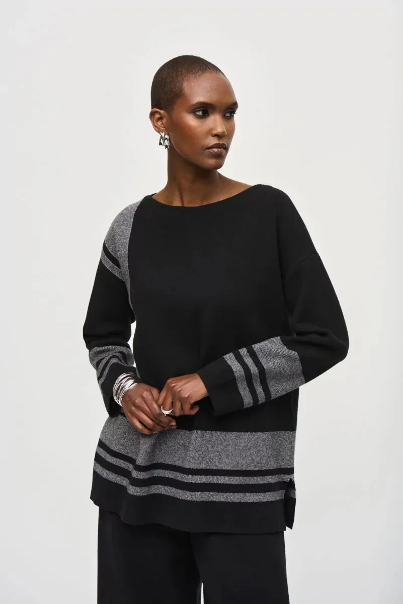 Joseph Ribkoff, 243949 Oversized Striped Boatneck Sweater