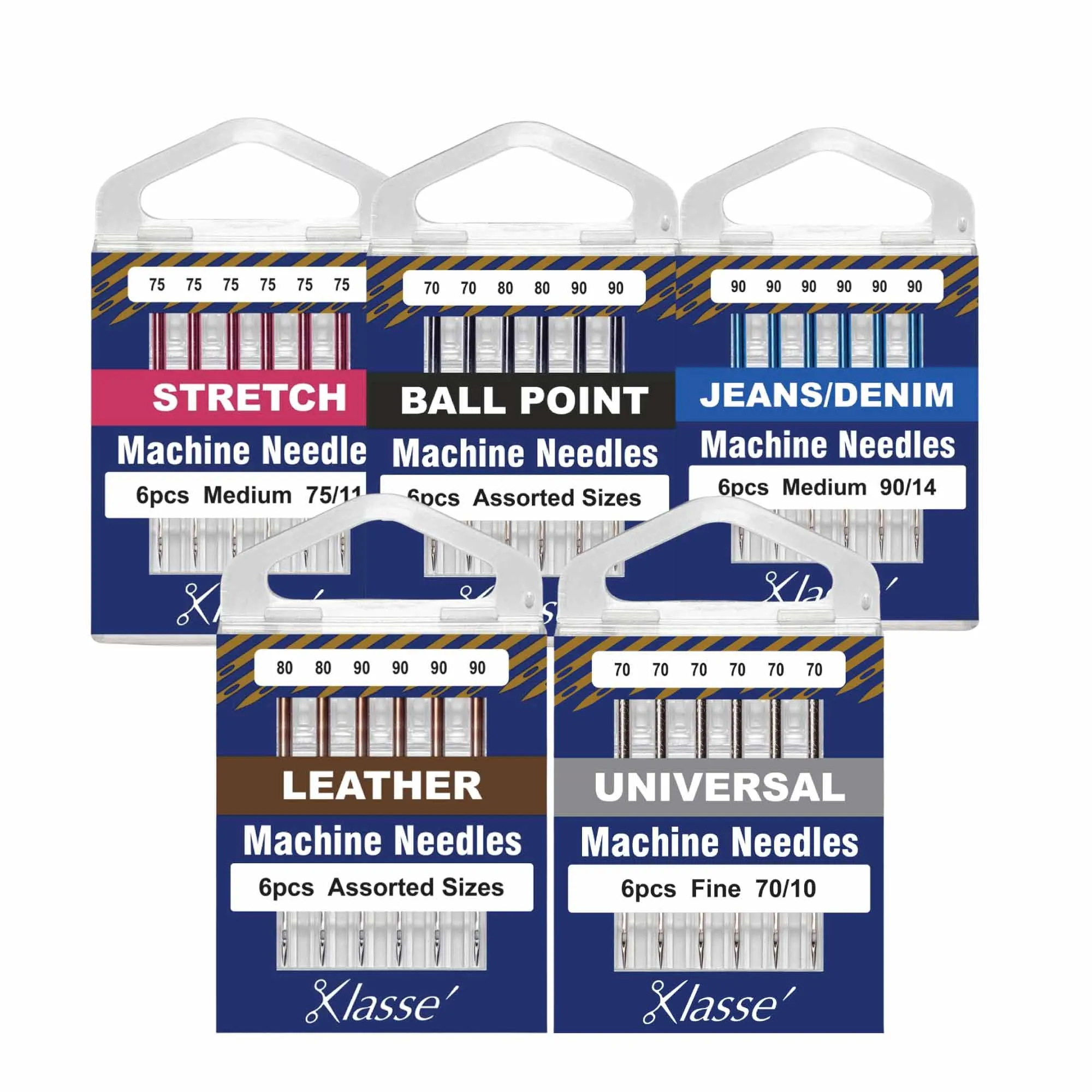 Klasse Sewing Machine Needles Assorted Sizes Universal Denim Stretch Leather