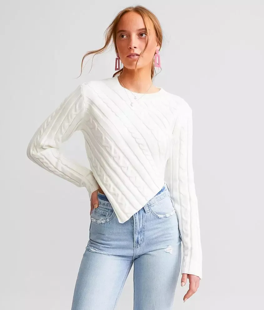 Lelis White Cable Knit With Scarf Hem