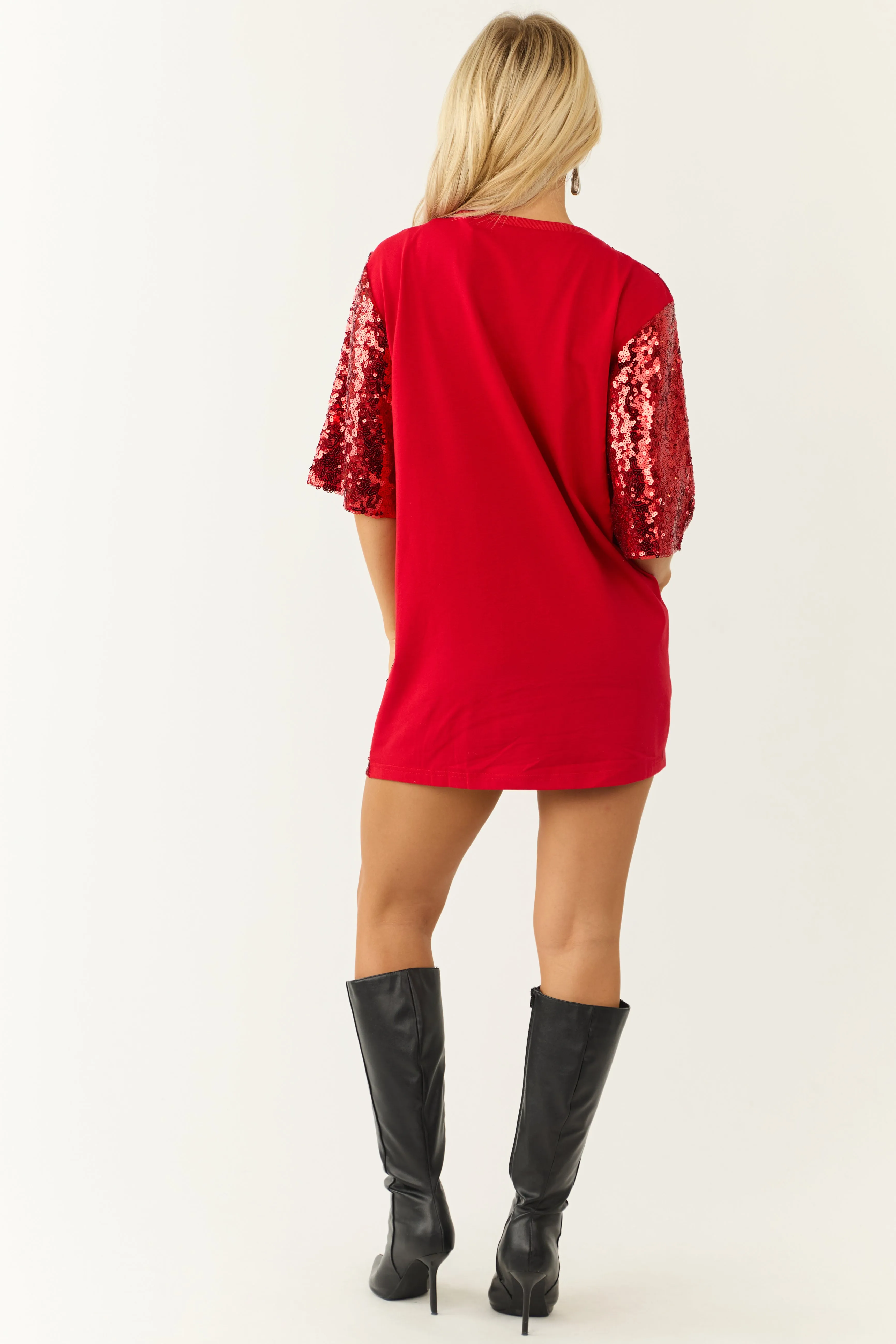 Lipstick Sequin 'Merry' Short Tee Shirt Dress