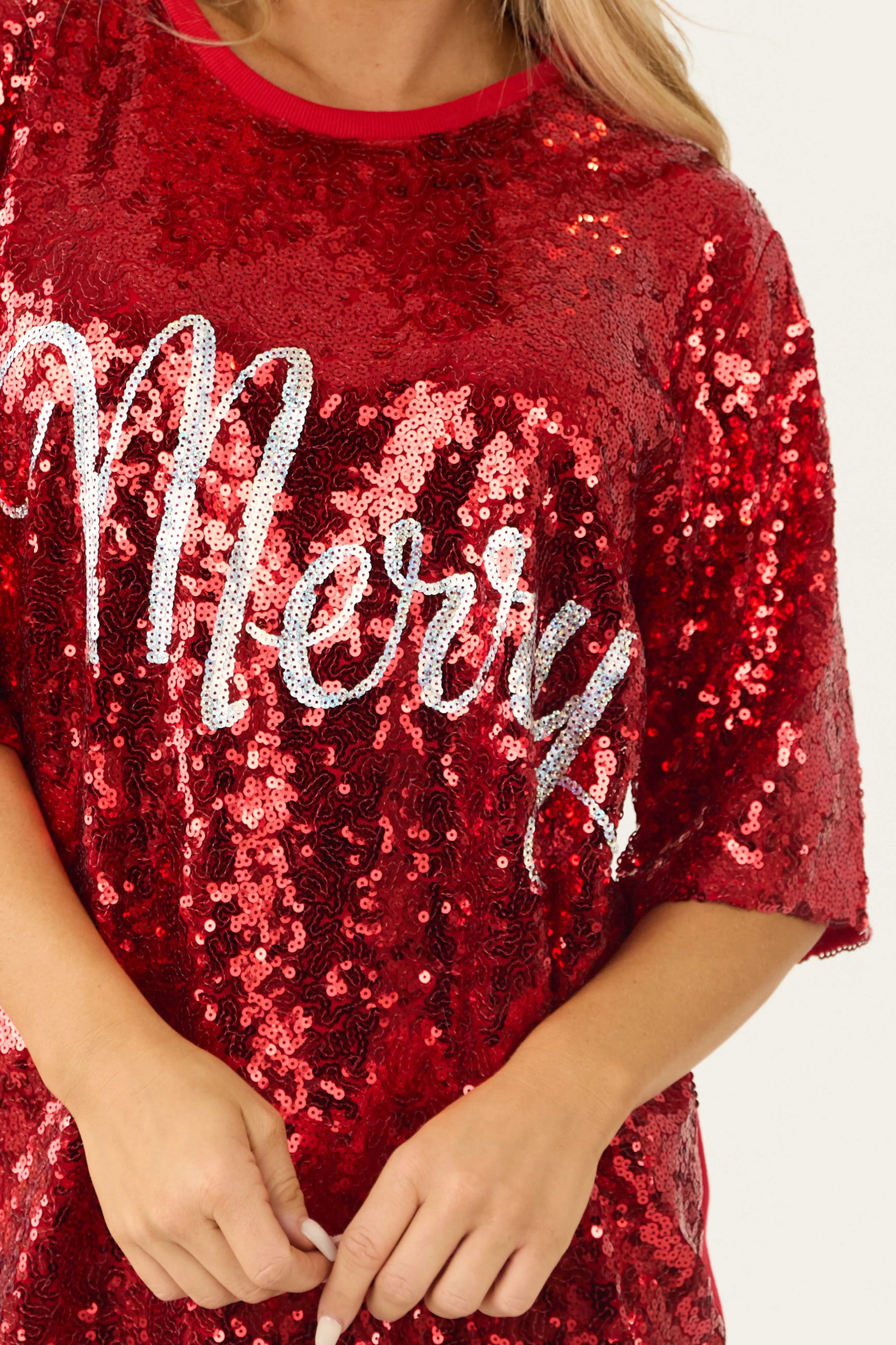 Lipstick Sequin 'Merry' Short Tee Shirt Dress