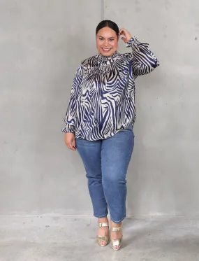 Mandinka Blouse - Navy Zebra