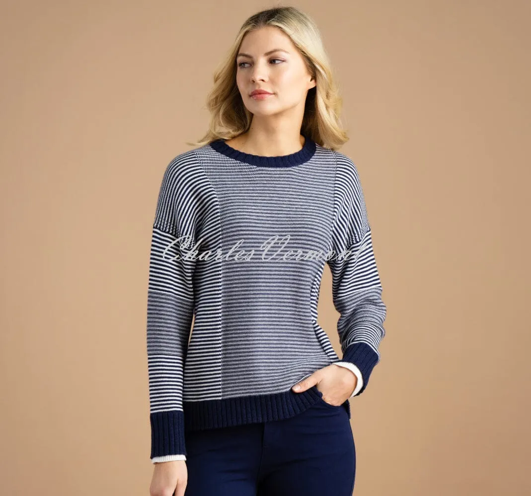 Marble Striped Sweater - Style 7202-103 (Navy / White)