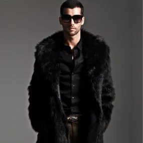 Men Long Faux Fur Coat for Winter